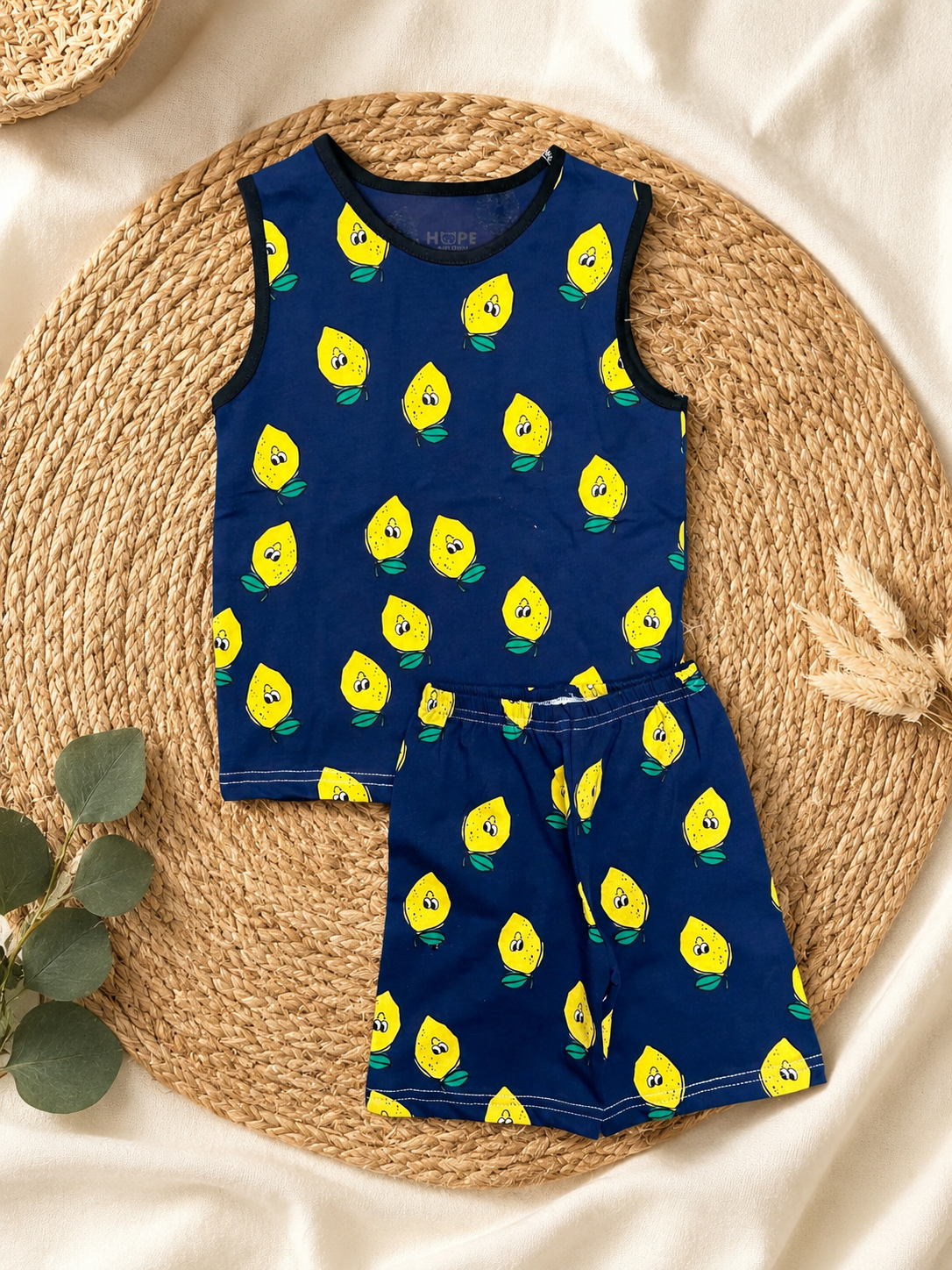 Navy Lime Sleeveless and Shorts Set (6 Months to 5 Years)