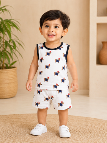 Cool Puppy Sleeveless and Shorts Set (6 Months to 5 Years)