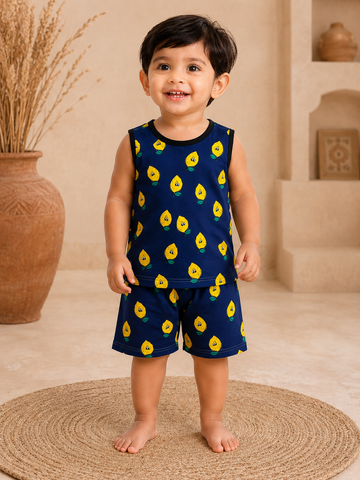 Navy Lime Sleeveless and Shorts Set (6 Months to 5 Years)