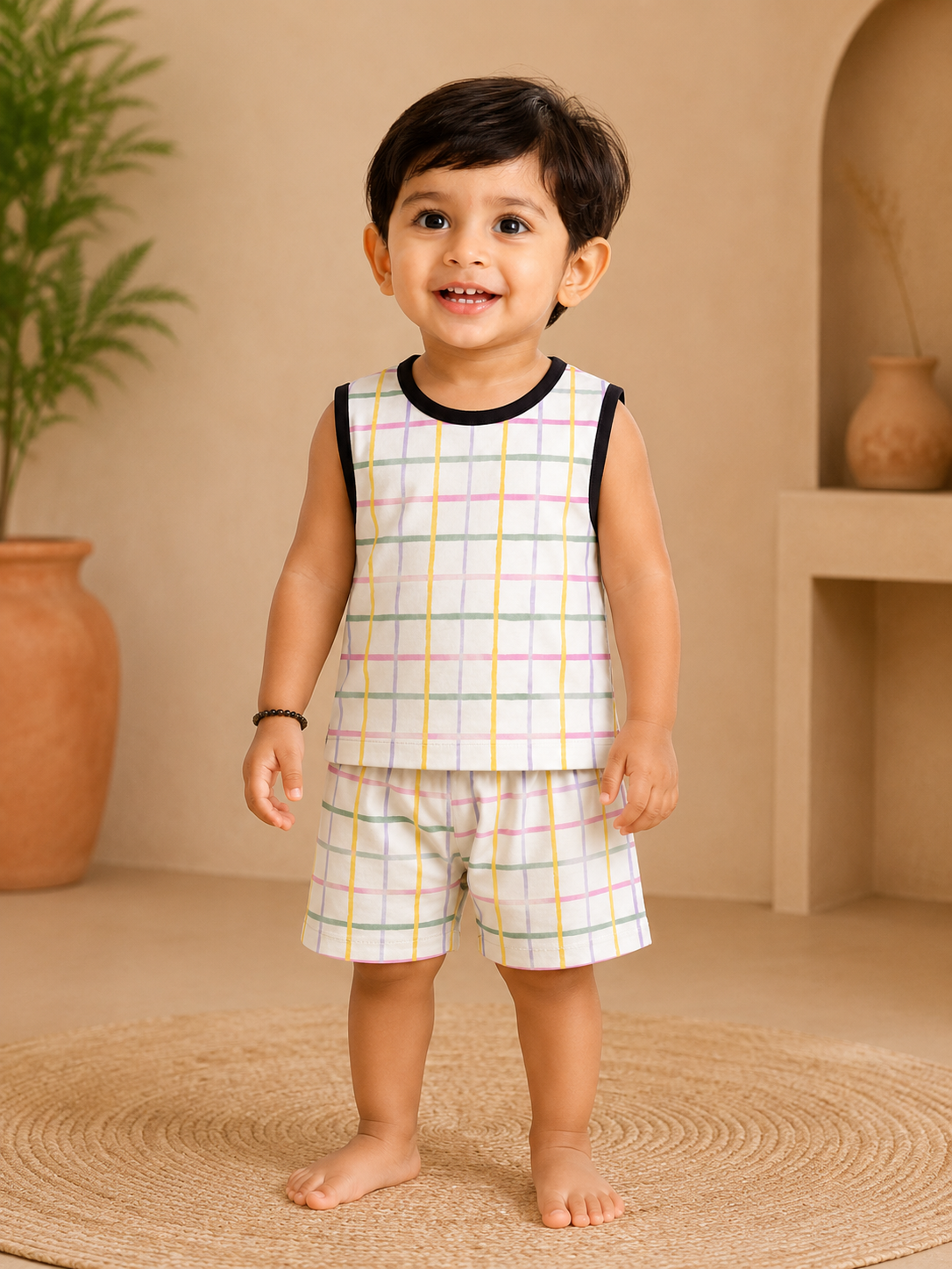 Colorful Checks Sleeveless and Shorts Set (6 Months to 5 Years)