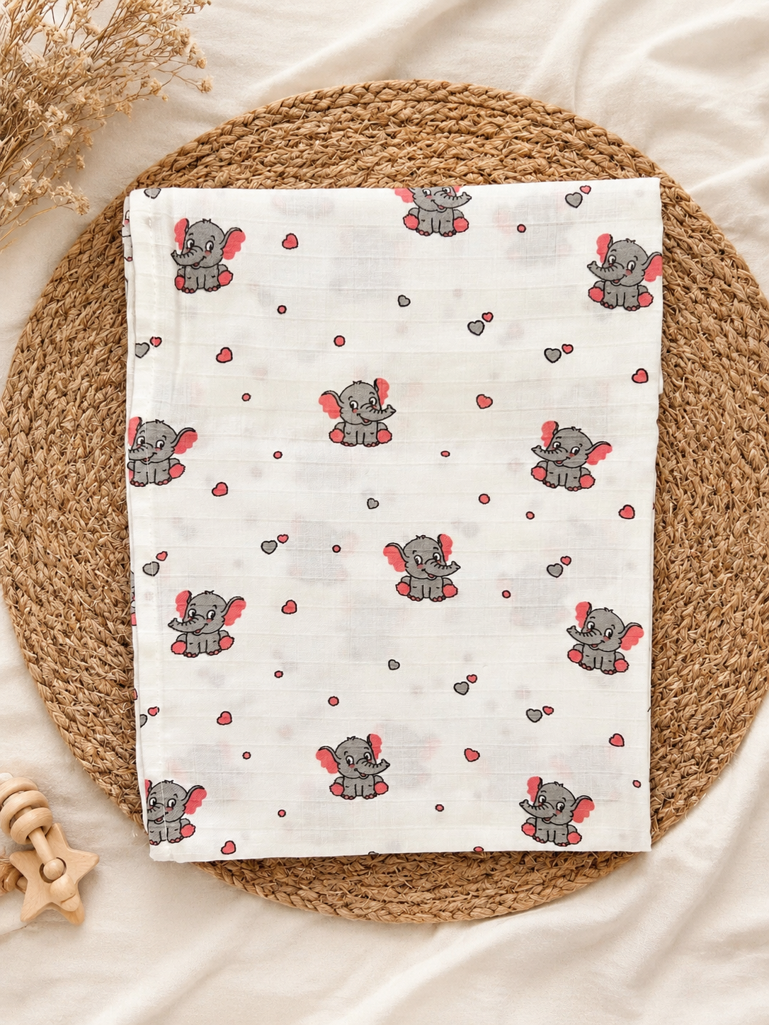 Elephant Themed Muslin Bath Towel
