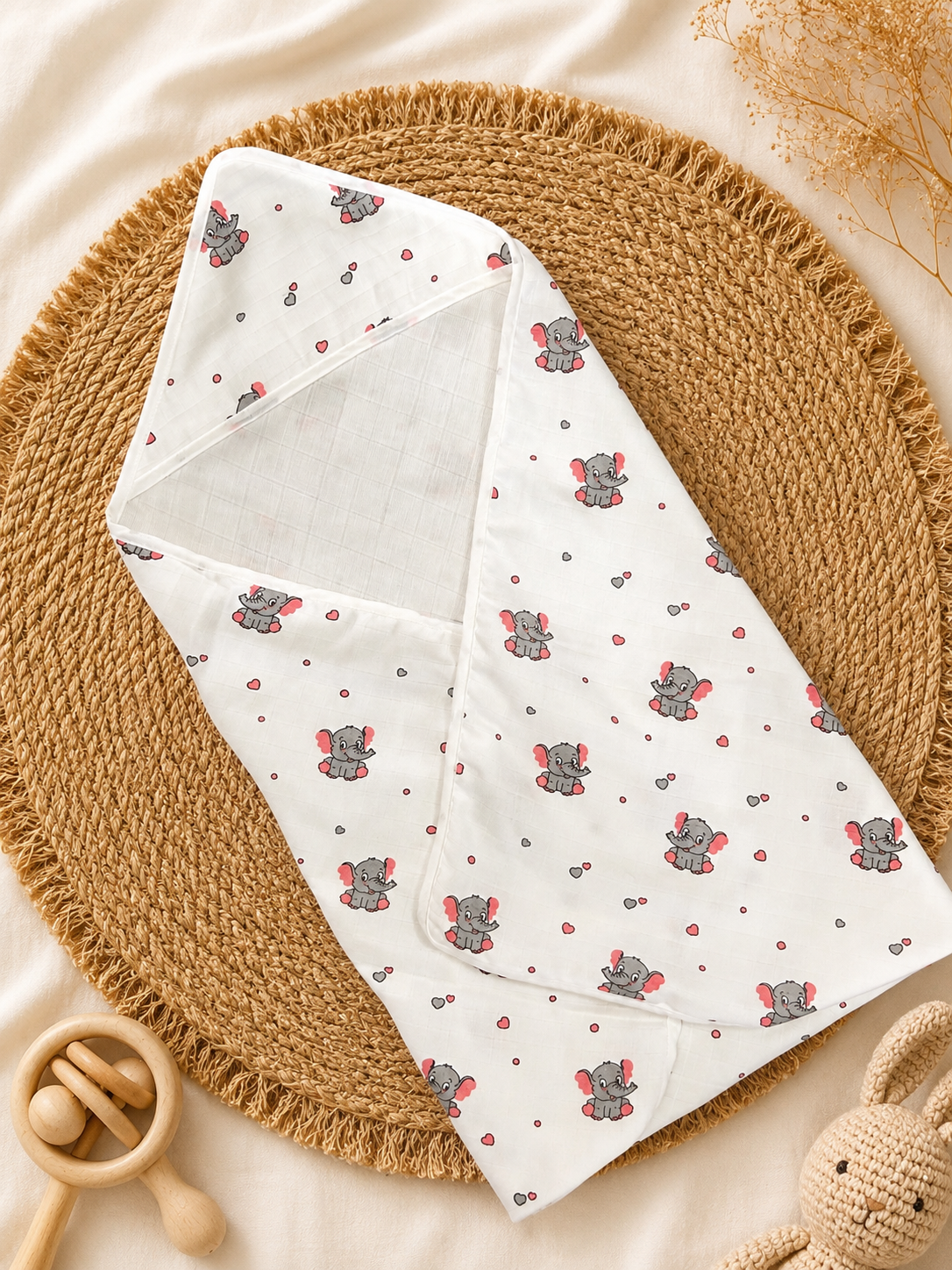 Elephant Muslin Hooded Baby Towel