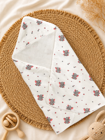 Elephant Muslin Hooded Baby Towel