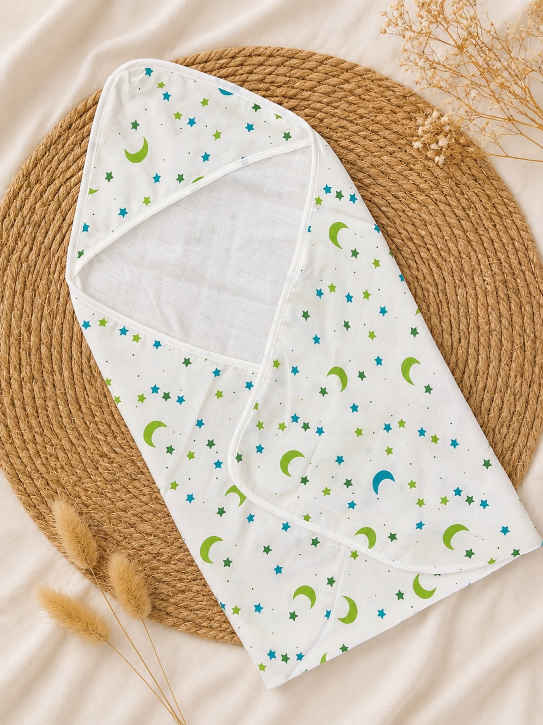 Moon & Star Muslin Hooded Baby Towel