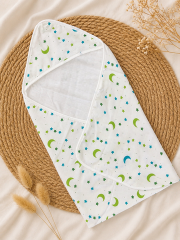 Moon & Star Muslin Hooded Baby Towel