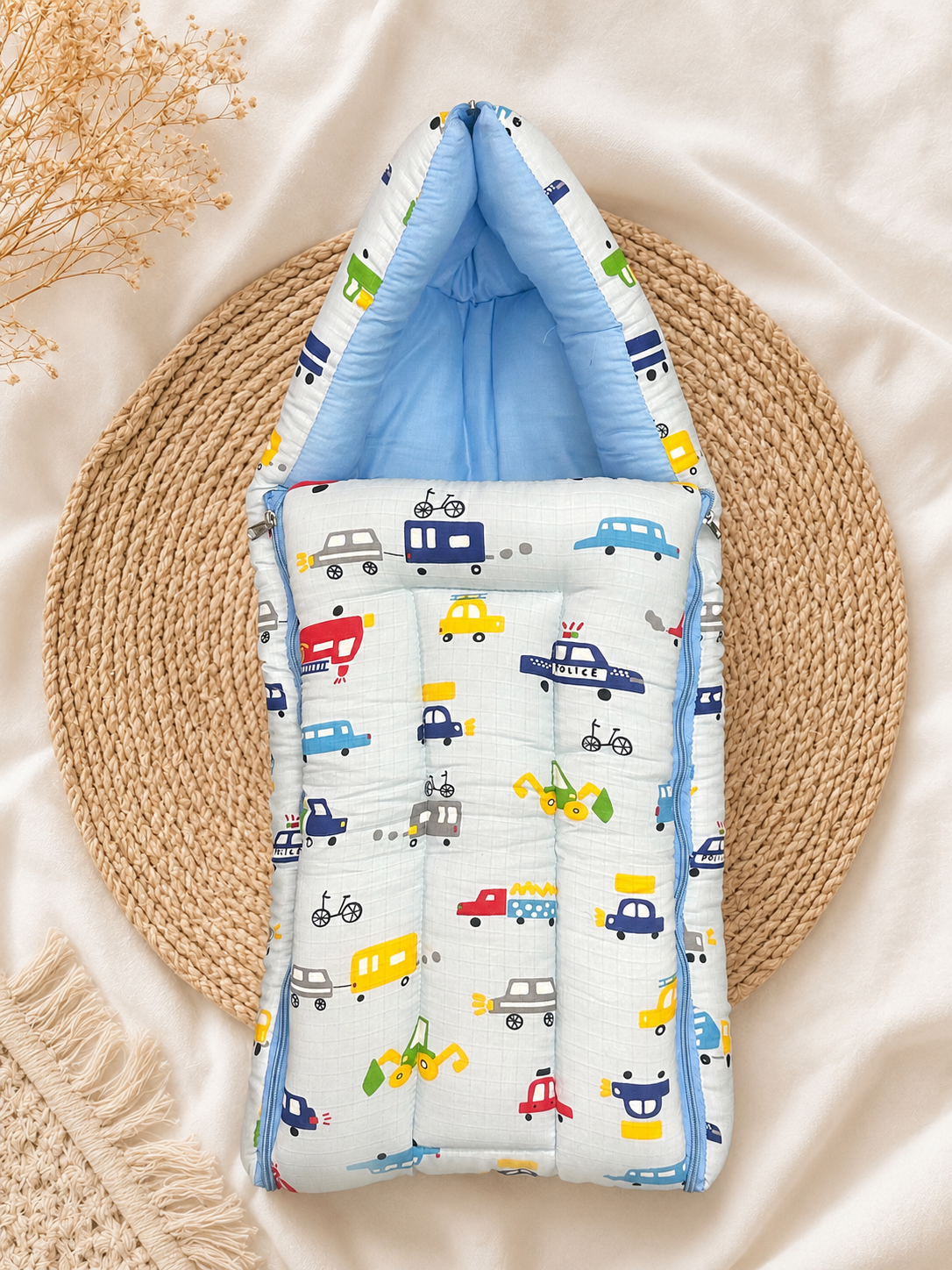 Colourful Cars 2 in 1 Muslin Carry Nest