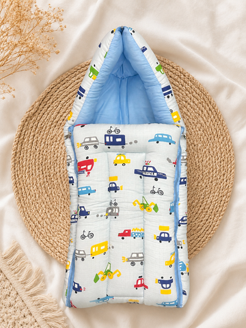 Colourful Cars 2 in 1 Muslin Carry Nest