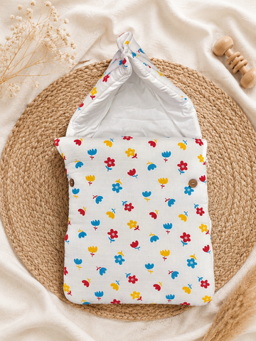 Colorful Floral 2 in 1 Muslin Carry Bed