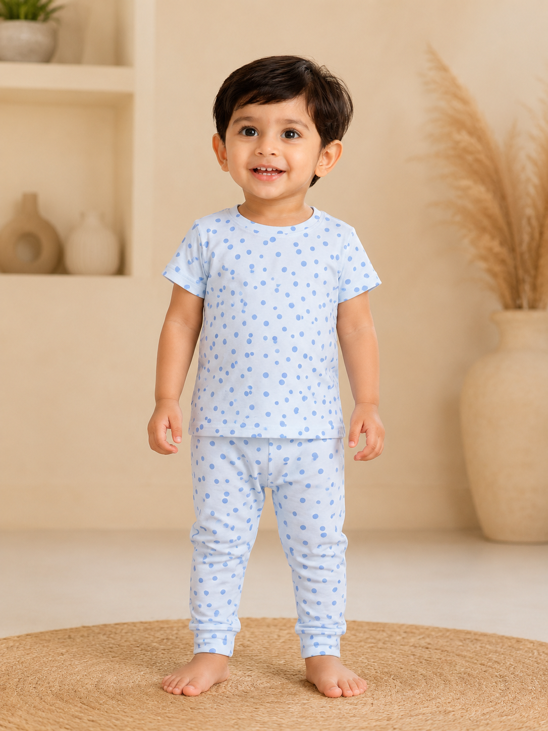 Blue Dotted Pant Set (1 Year to 5 Years)