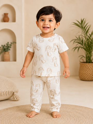Beige Puppy Pant Set (1 Year to 5 Years)