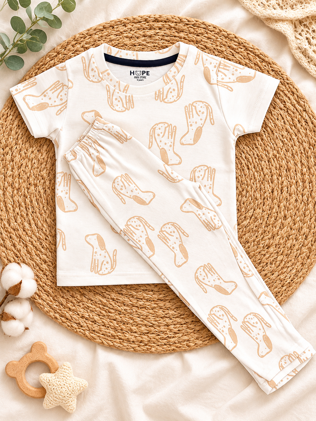Beige Puppy Pant Set (1 Year to 5 Years)