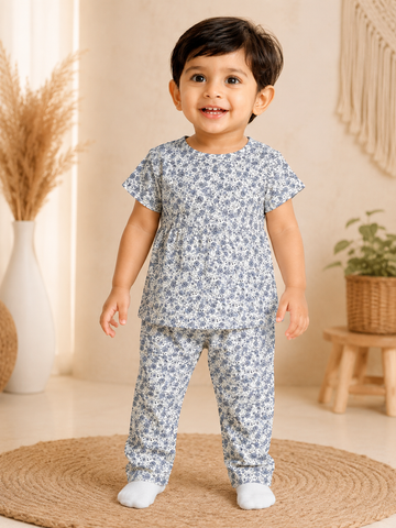 Blue Botanical Pant Set (1 Year to 5 Years)