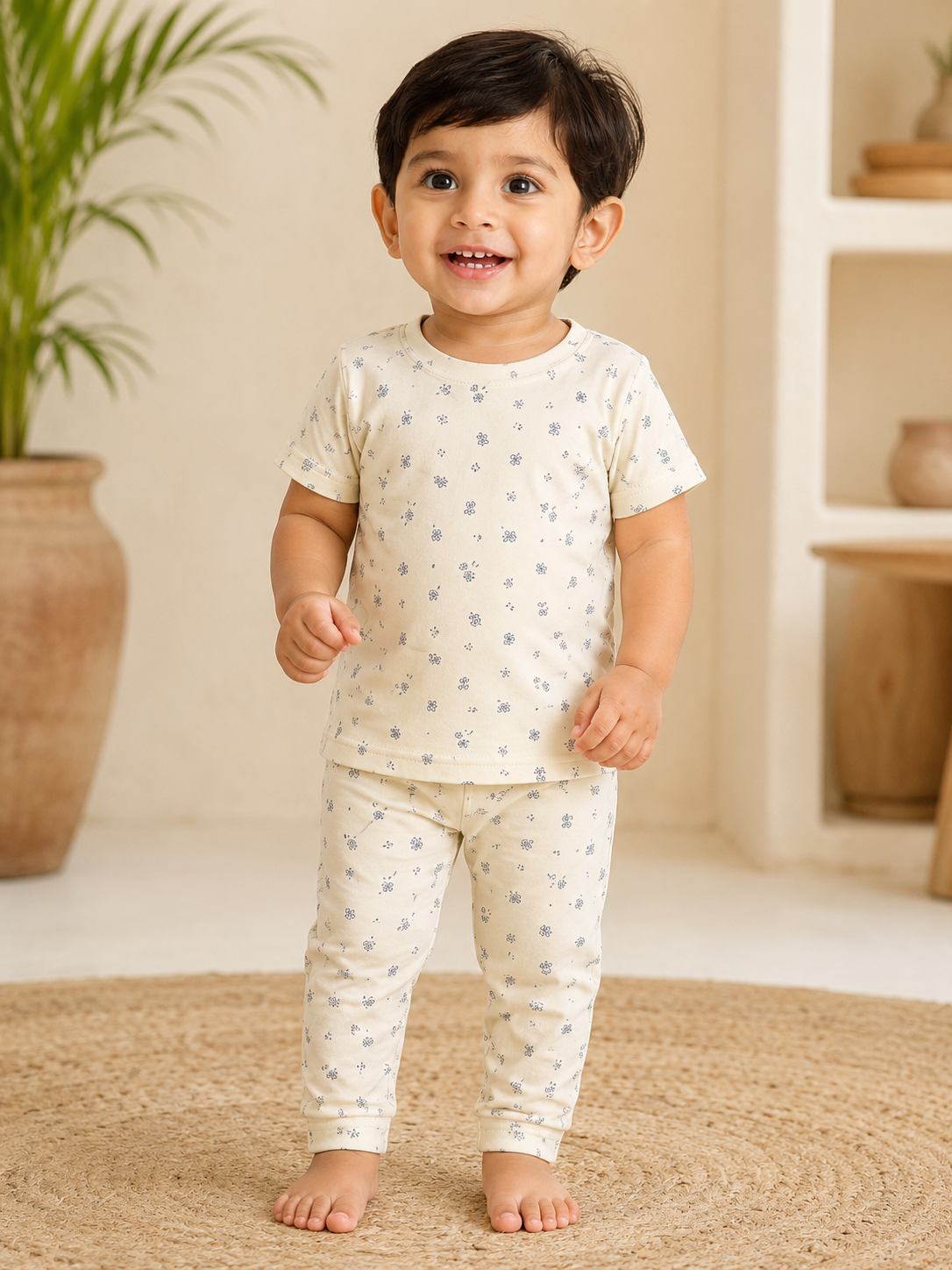 Yellow Floral Interlock Co-Ord Sets (1 Year to 5 Years)