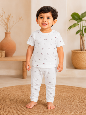 White Dino Pant Set (1 Year to 5 Years)