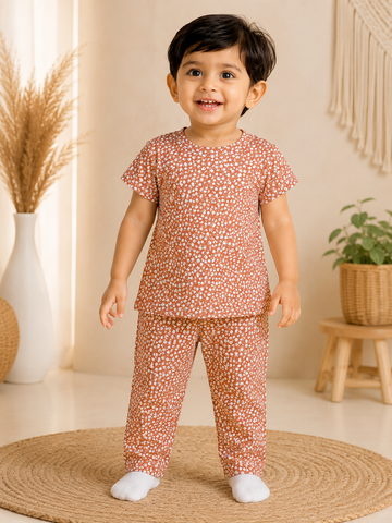 Brown Floral Pant Set (1 Year to 5 Years)