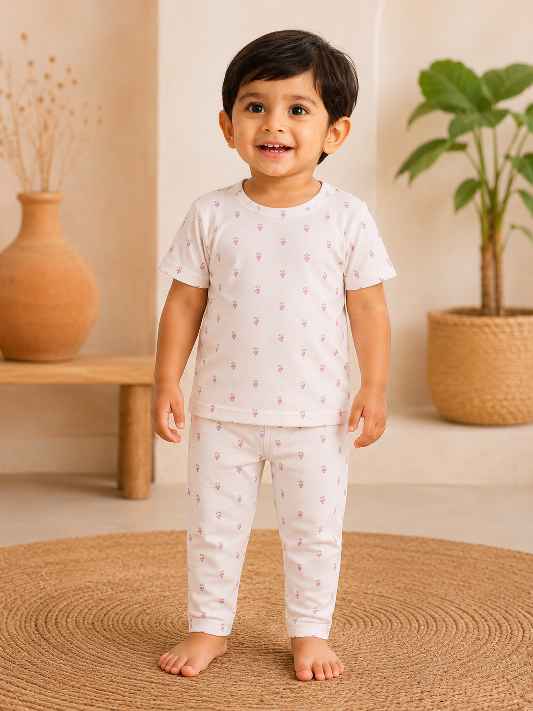 Cute Pink Floral Pant Set (1 Year to 5 Years)