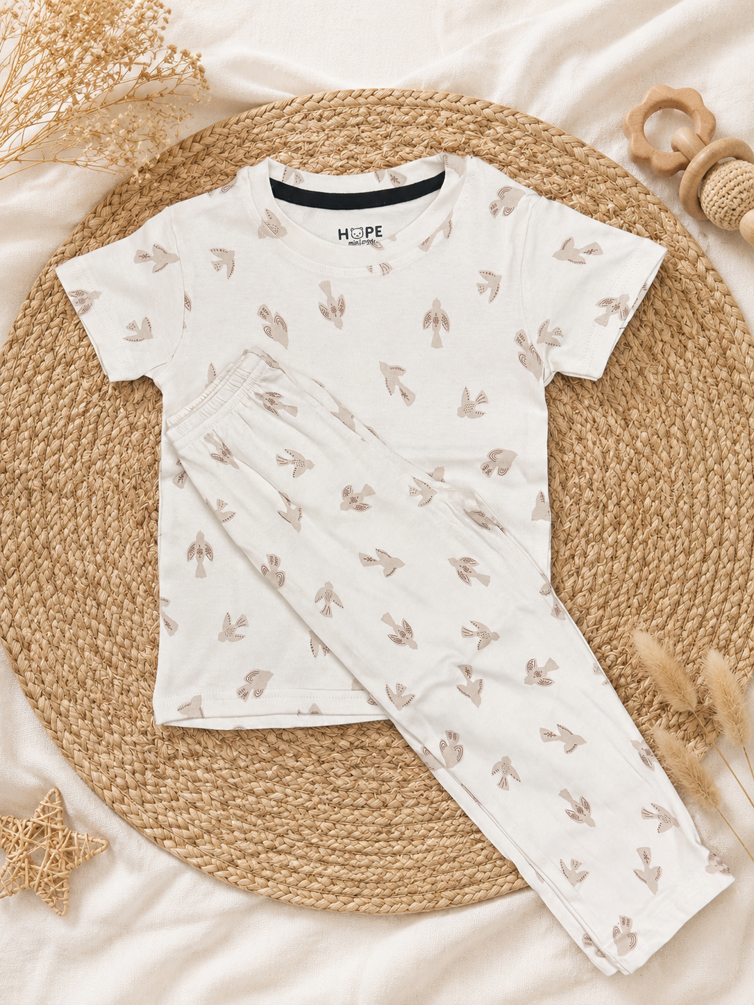 Beige Bird Pant Set (1 Year to 5 Years)