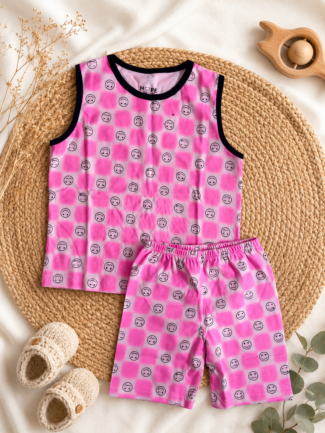 Smile Pink Sleeveless Co-Ords (6 Months to 5 Years)