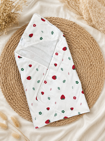 Strawberry Muslin Hooded Baby Towel