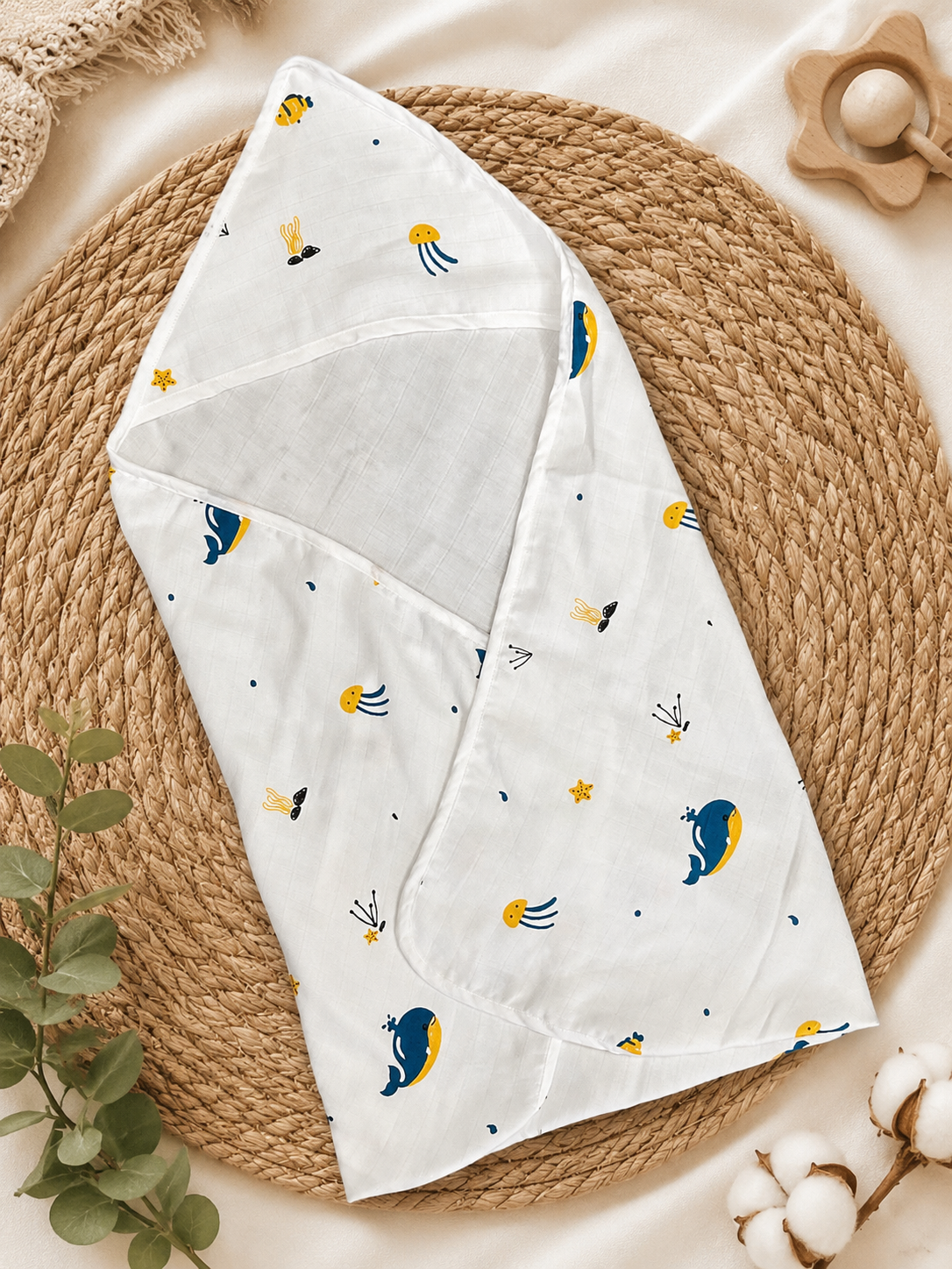 Dolphin Muslin Hooded Baby Towel