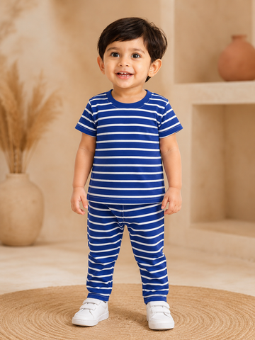 Blue Stripes Interlock Co-Ord Sets (1 Year to 5 Years)
