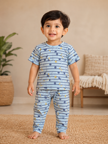 Dino Stripes Dotted Interlock Co-Ord Sets (1 Year to 5 Years)