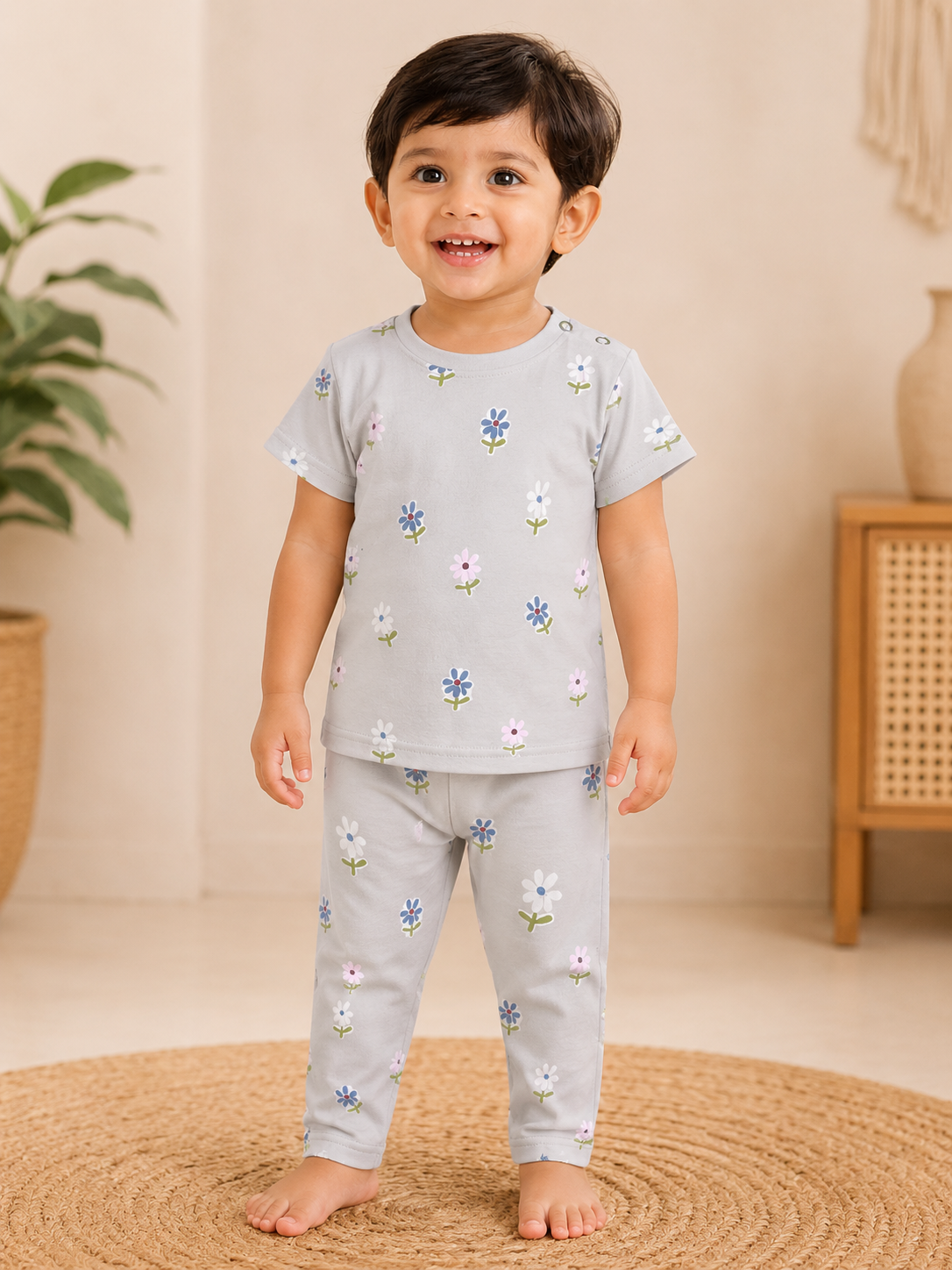 Melange Floral Interlock Co-Ord Sets (1 Year to 5 Years)