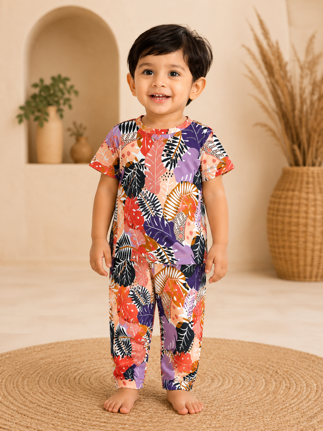 Colorful Leaves Interlock Co-Ord Sets (1 Year to 5 Years)
