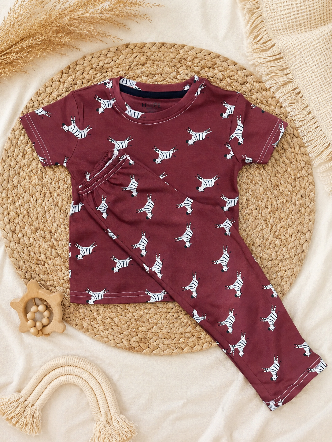 Maroon Zebra Interlock Co-Ord Sets (1 Year to 5 Years)