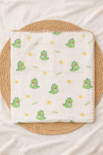 Little Dino Muslin Bubble Blanket