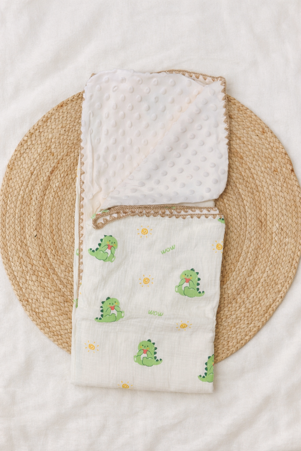 Little Dino Muslin Bubble Blanket