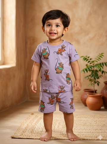 Voilet Cartoon Shorts Sets (6 Months  to 5 Years)