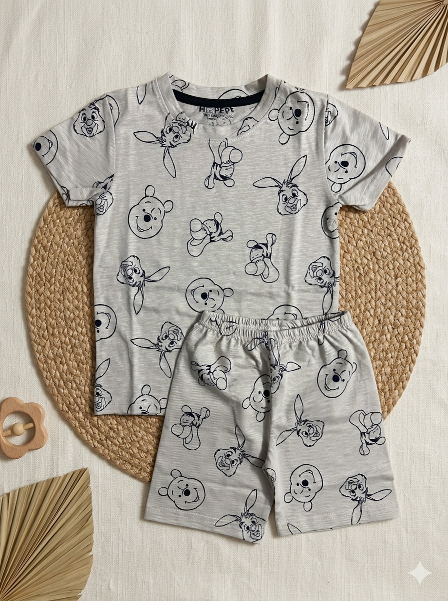 Grey Teddy Shorts Sets (6 Months  to 5 Years)