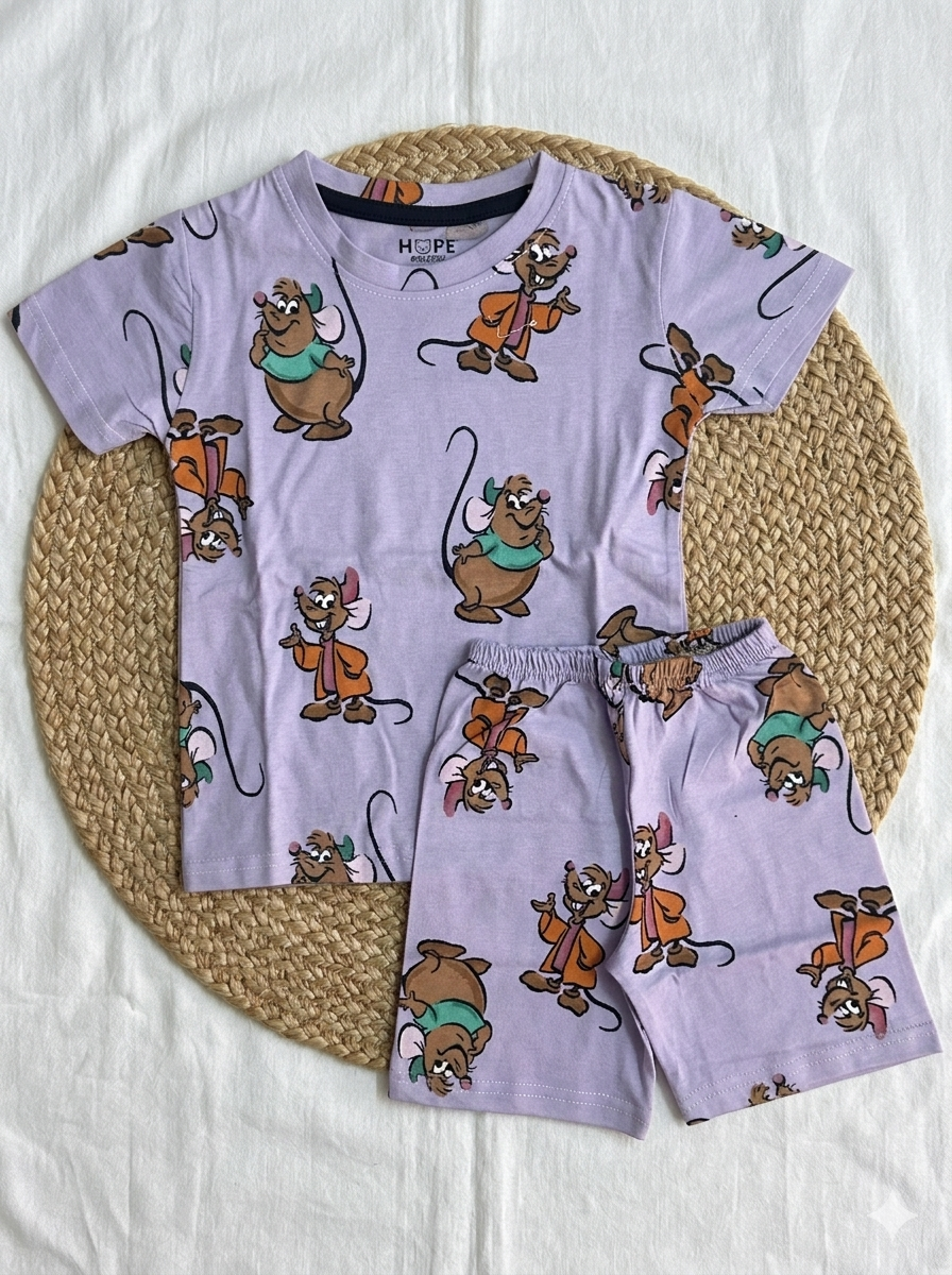 Voilet Cartoon Shorts Sets (6 Months  to 5 Years)