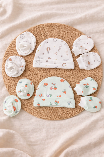 Cap,Mittens & Booties (Pack of 2) | Random