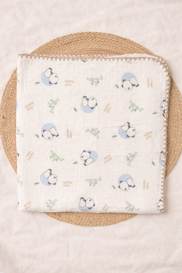 Cute Panda Muslin Bubble Blanket