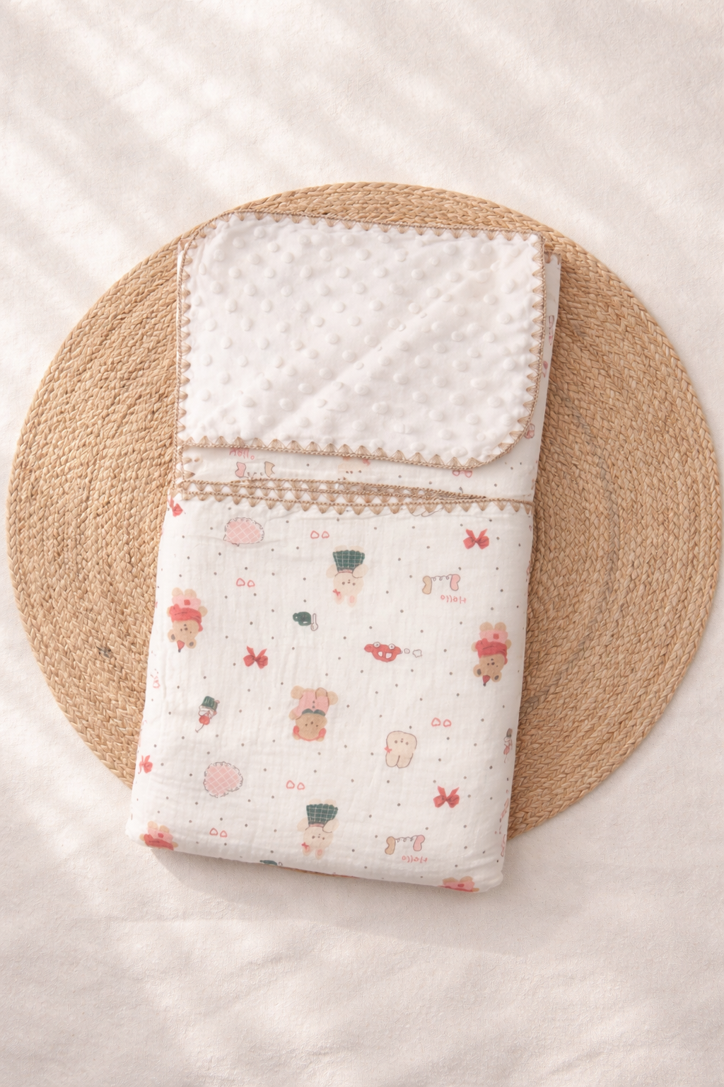 Teddy & Bunny Muslin Bubble Blanket