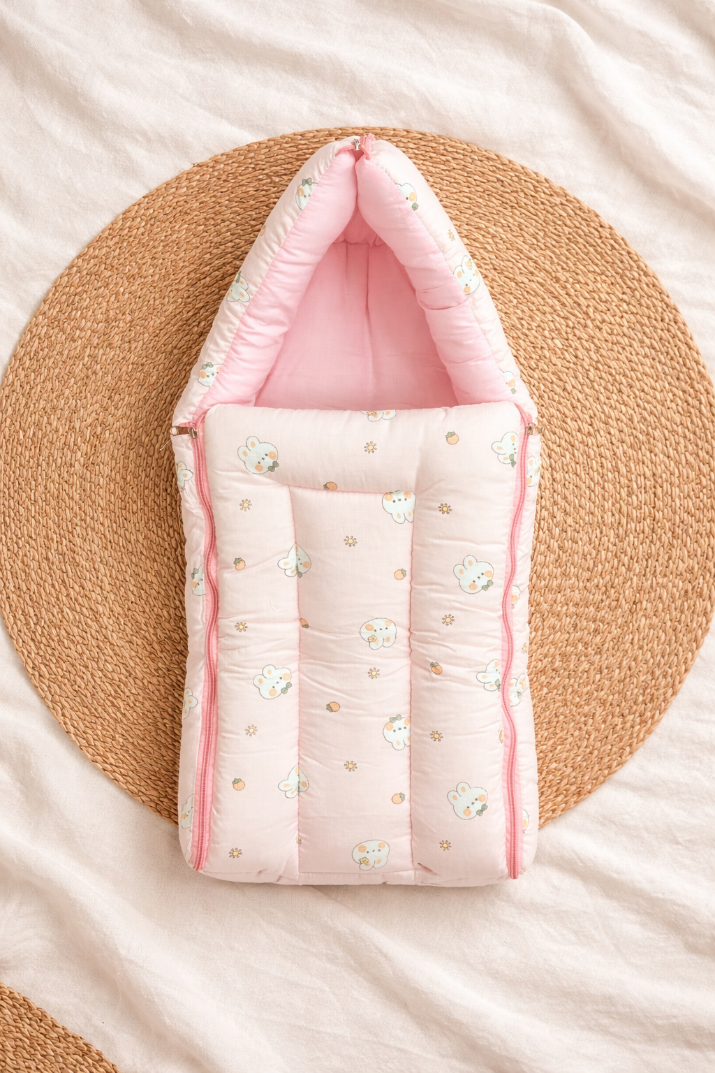 Blush Bunny Baby Bed – 2 in 1 Carry Nest 🌸🐰