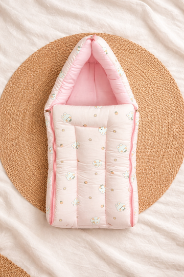 Blush Bunny Baby Bed – 2 in 1 Carry Nest 🌸🐰
