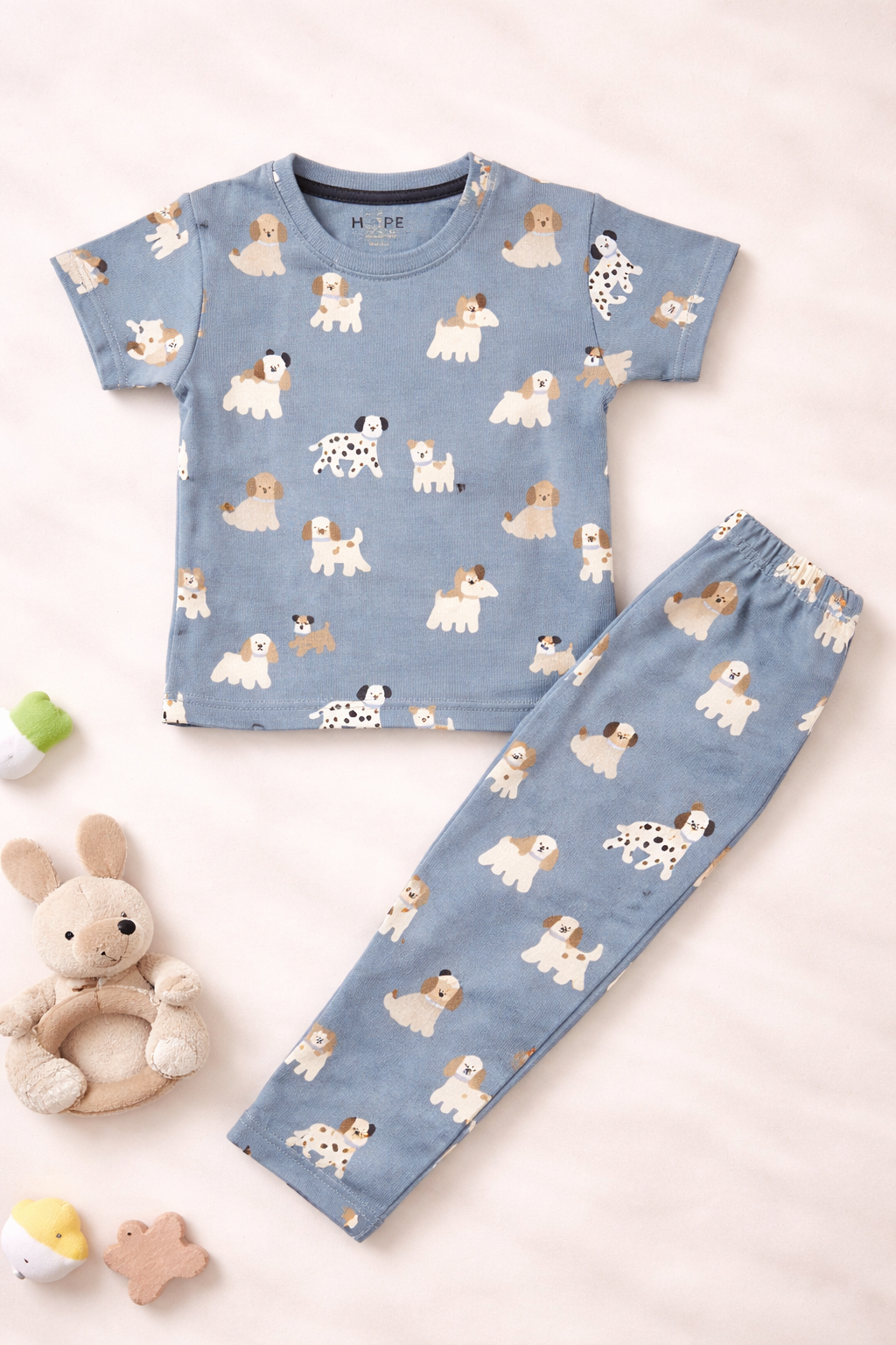 Blue Puppy Print Cotton Baby Co-Ord Set (1 to 5 Years)