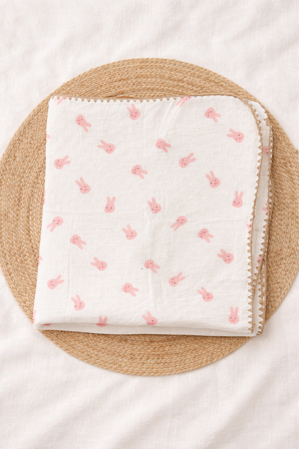 Blush Bunny Muslin Bubble Blanket