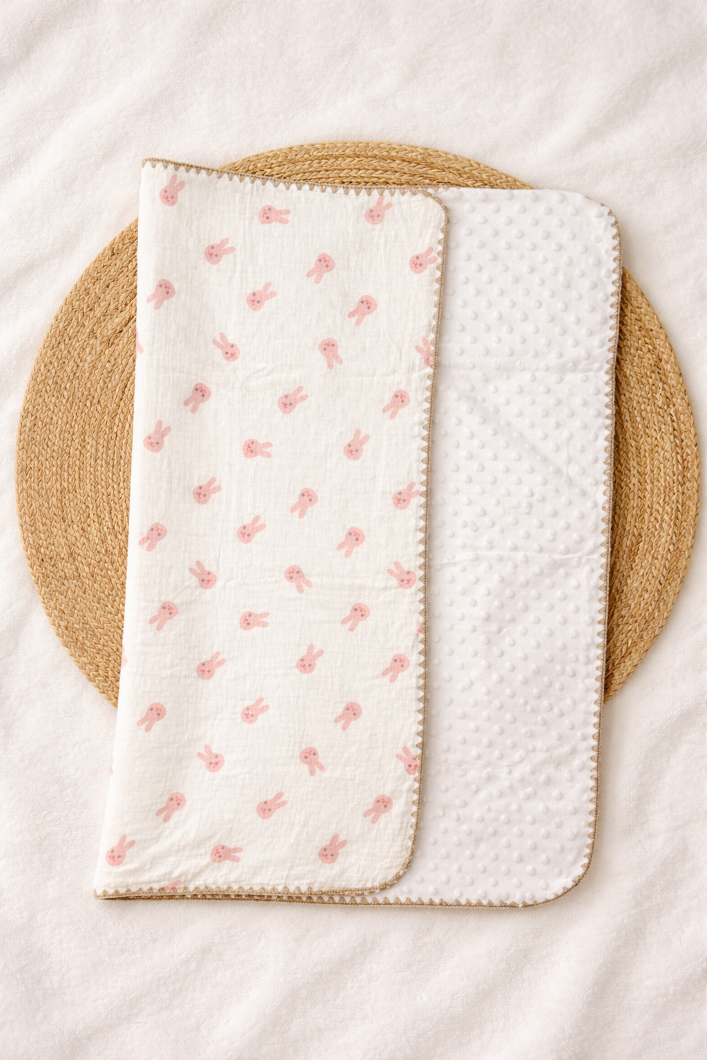 Blush Bunny Muslin Bubble Blanket
