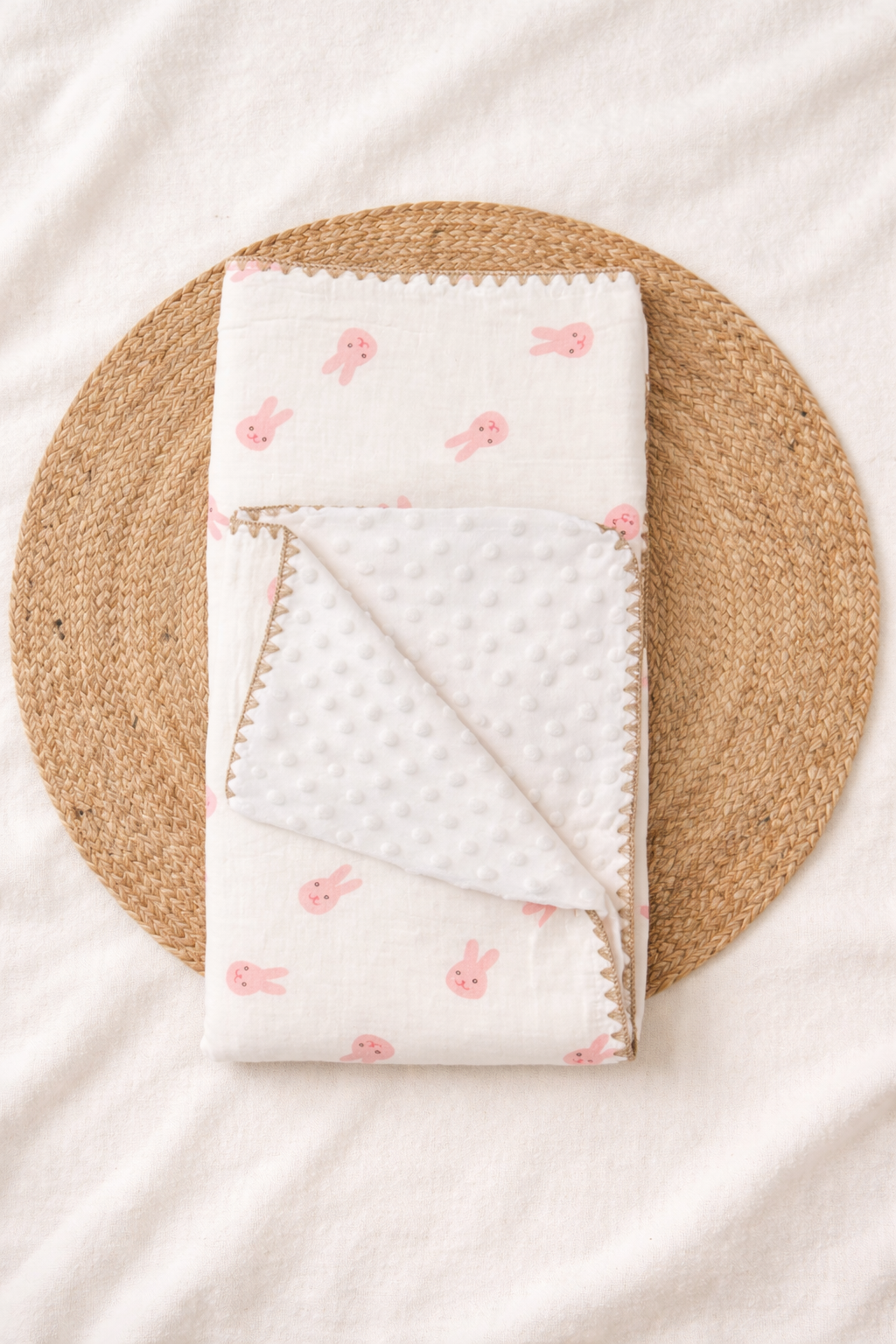 Blush Bunny Muslin Bubble Blanket