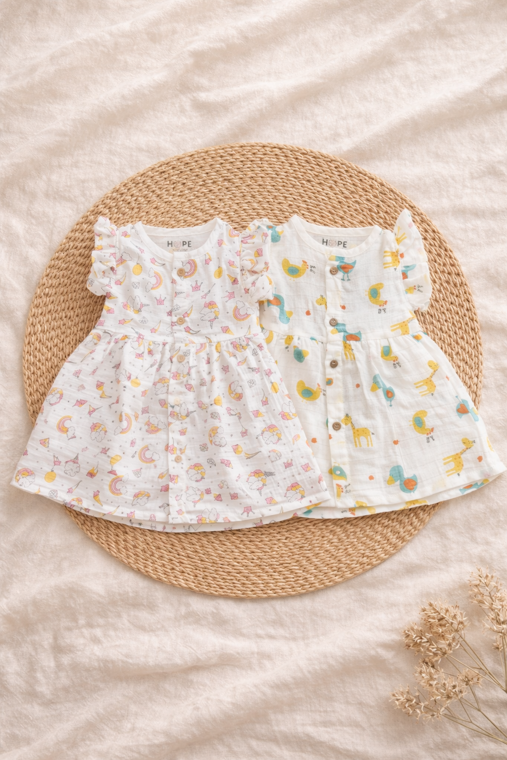 Baby Muslin Frock with Sleeve | Random