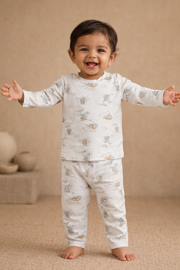 Baby Elephant Print Cotton Co-ord Set (6 Months to 5 Years)