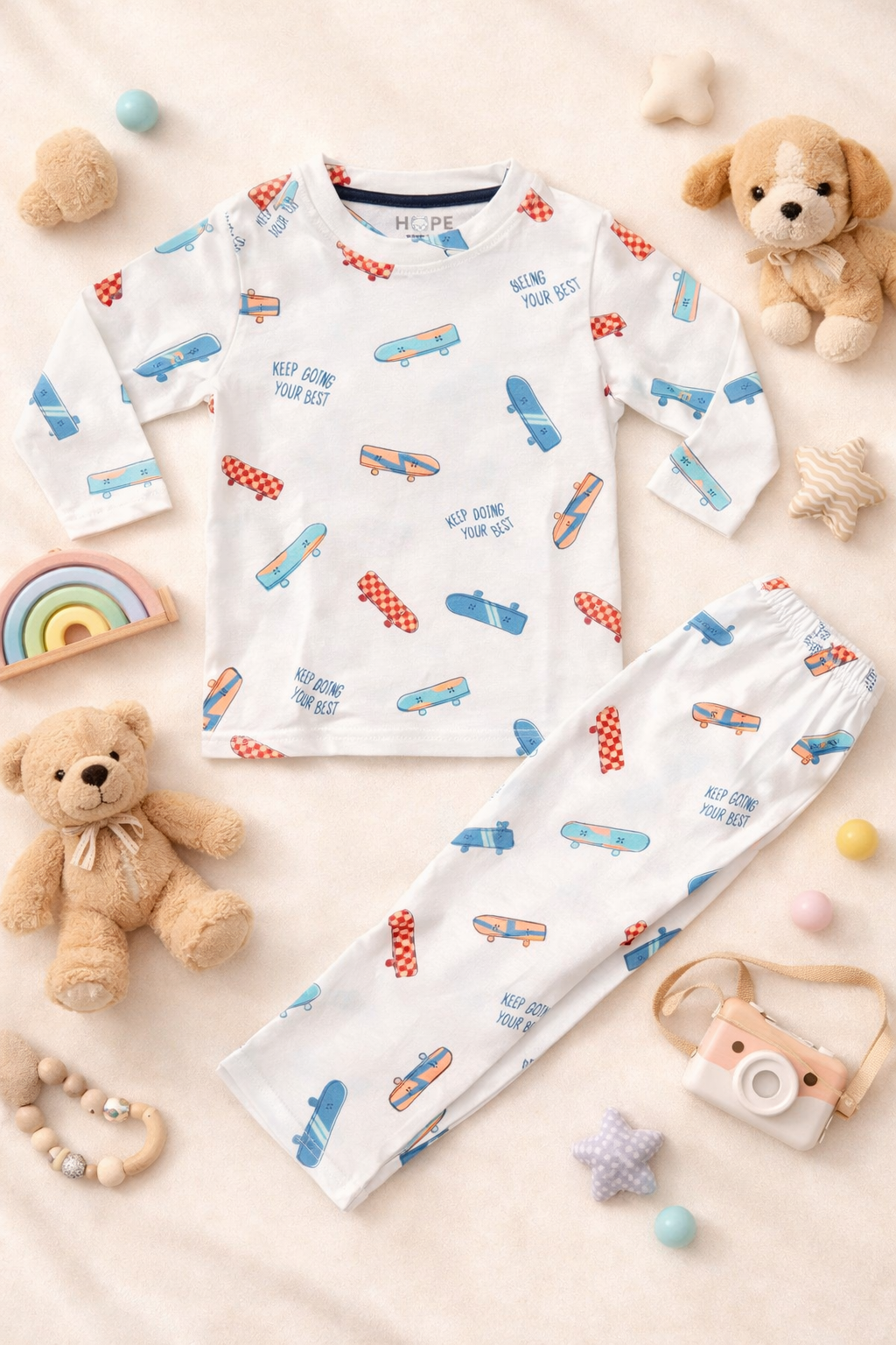 Blue Board Skate Print Baby Set  (6 Months to 5 Years)