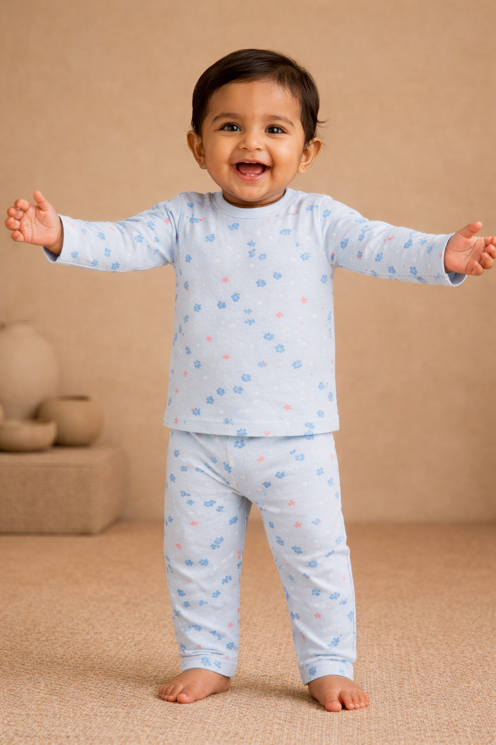 Blue Paw Print Cotton Baby Co-ord Set for Boys & Girls (6 Months to 5 Years)