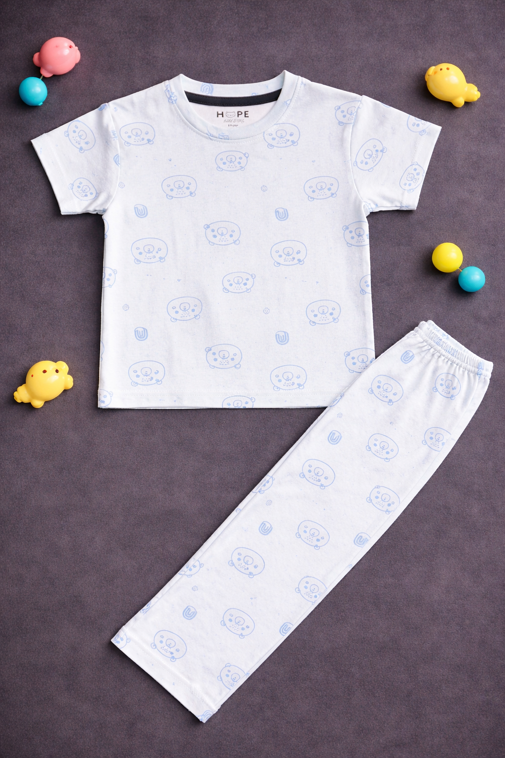 Blue Pig Print Cotton Baby Co-Ord Set (1 to 5 Years)