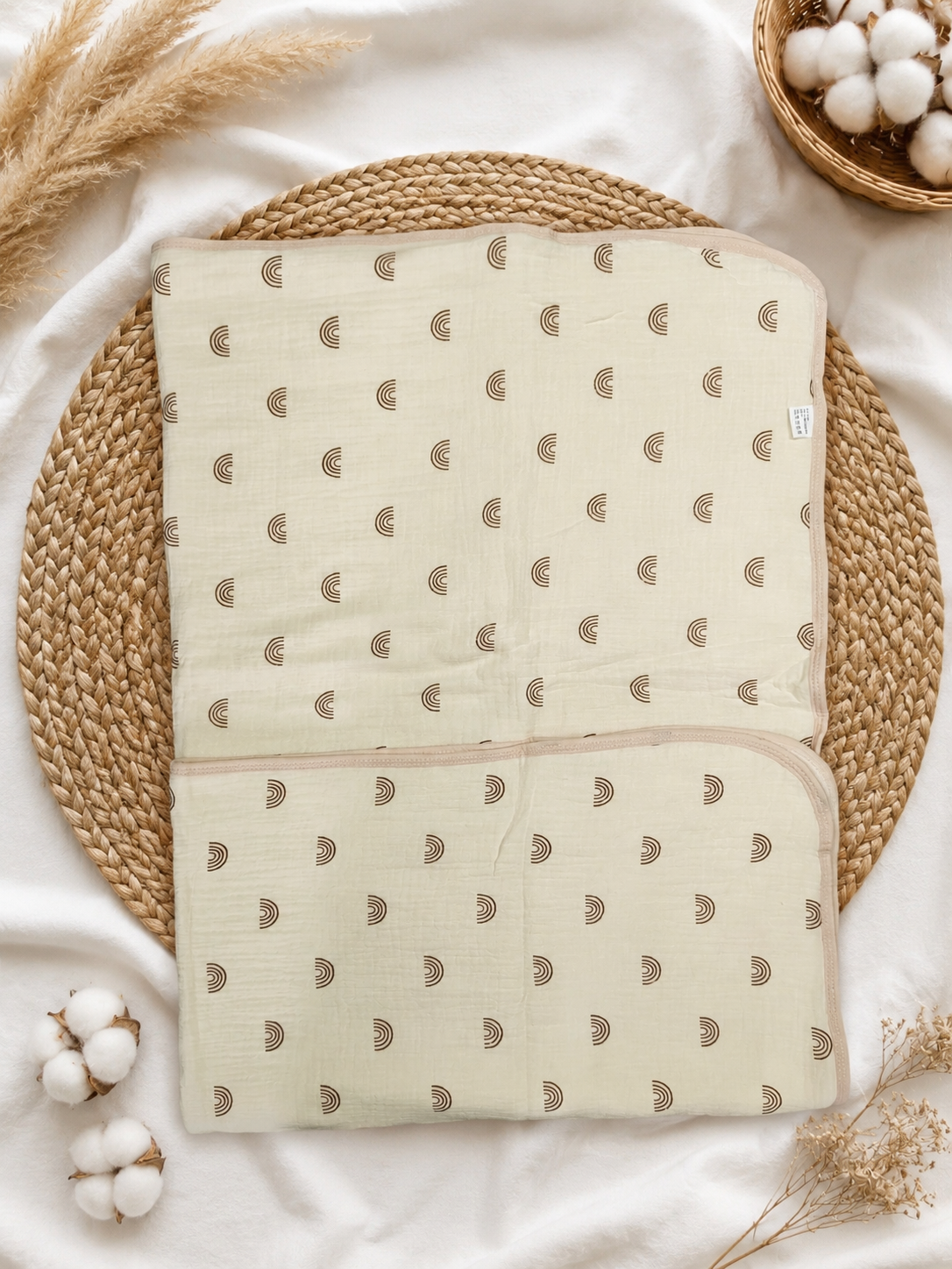 Brown Rainbow Muslin Quilt Blanket Comes Bed