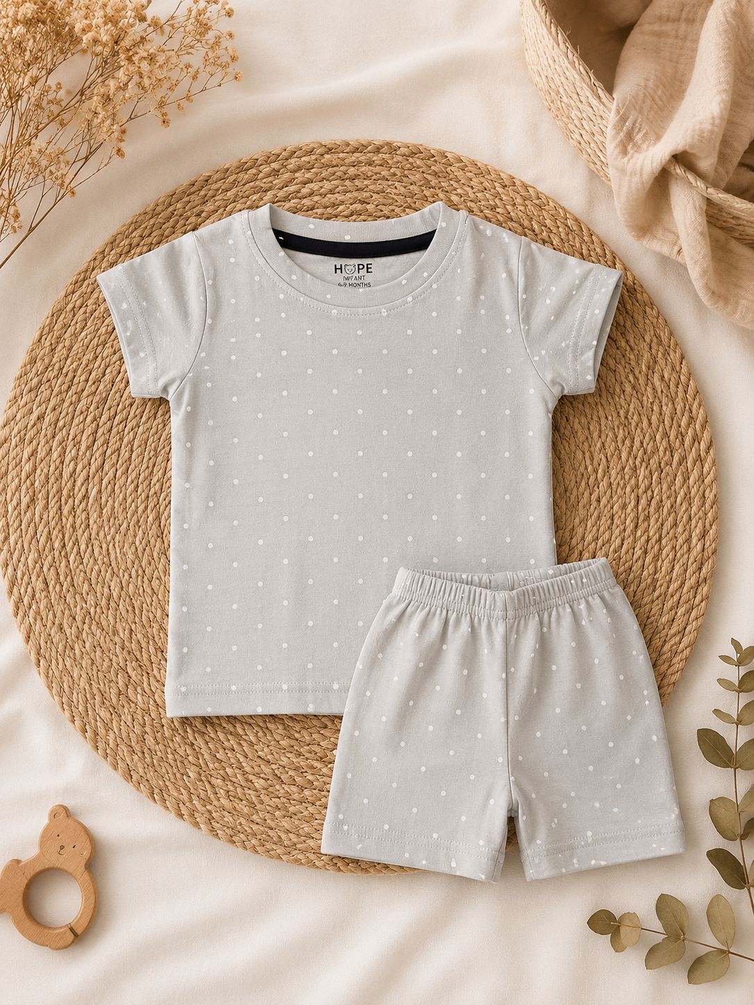 White Dots Shorts Sets (1 Years  to 5 Years)